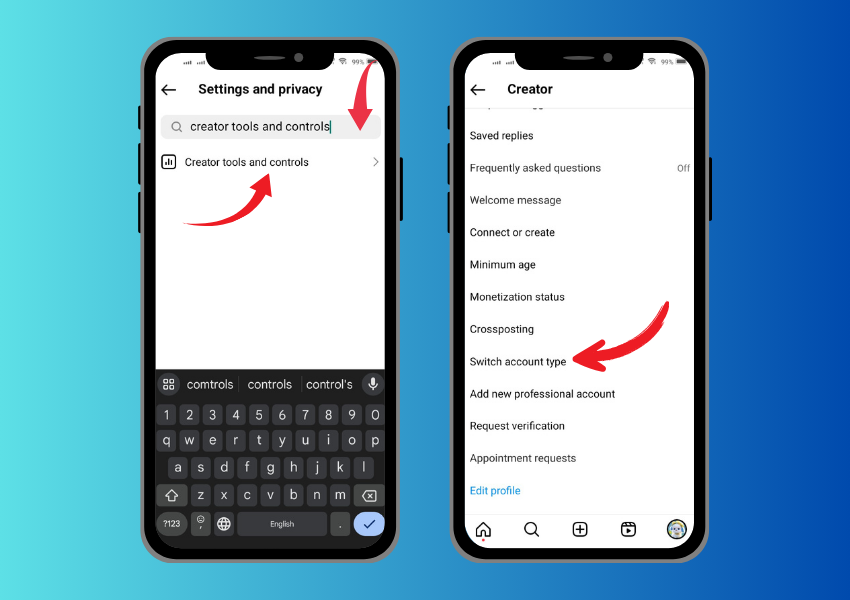 Scoprire l'opzione di cambio account dalle impostazioni di instagram