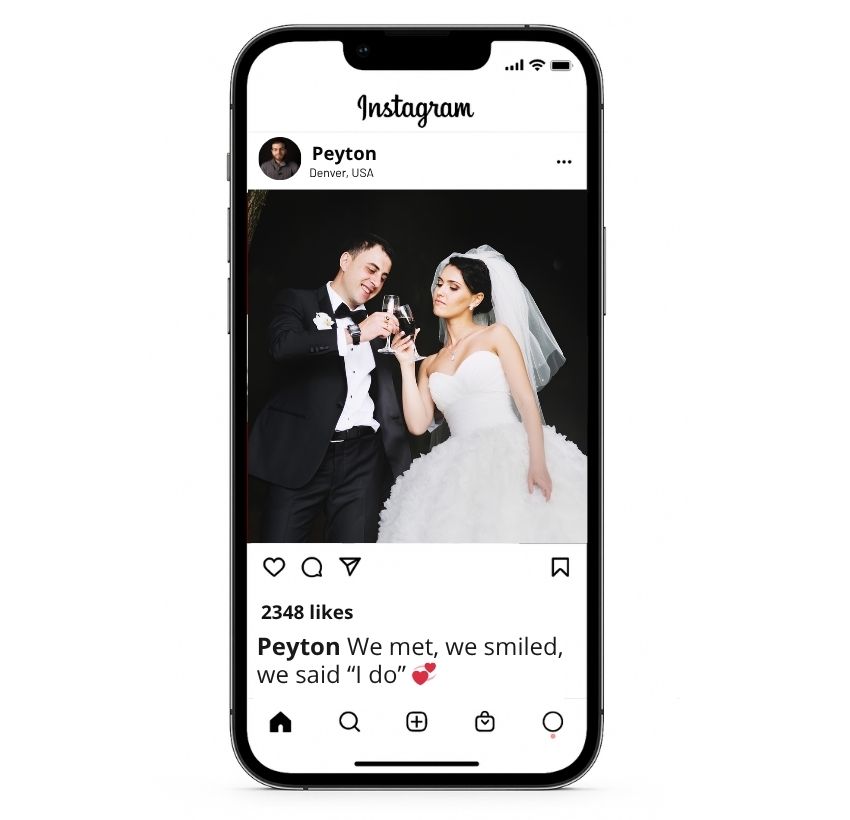 Organizzare didascalie di matrimonio per Instagram