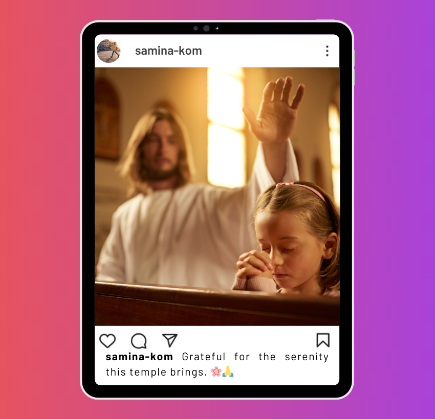 Didascalie del tempio benedetto per Instagram