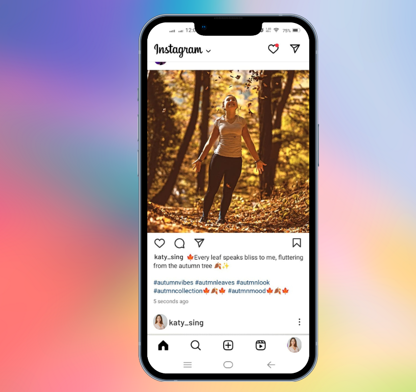 a girl sharing instagram captions for 2026 autumn