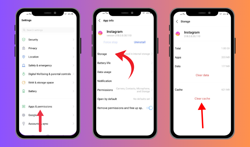 guide steps to clear cache data of instagram
