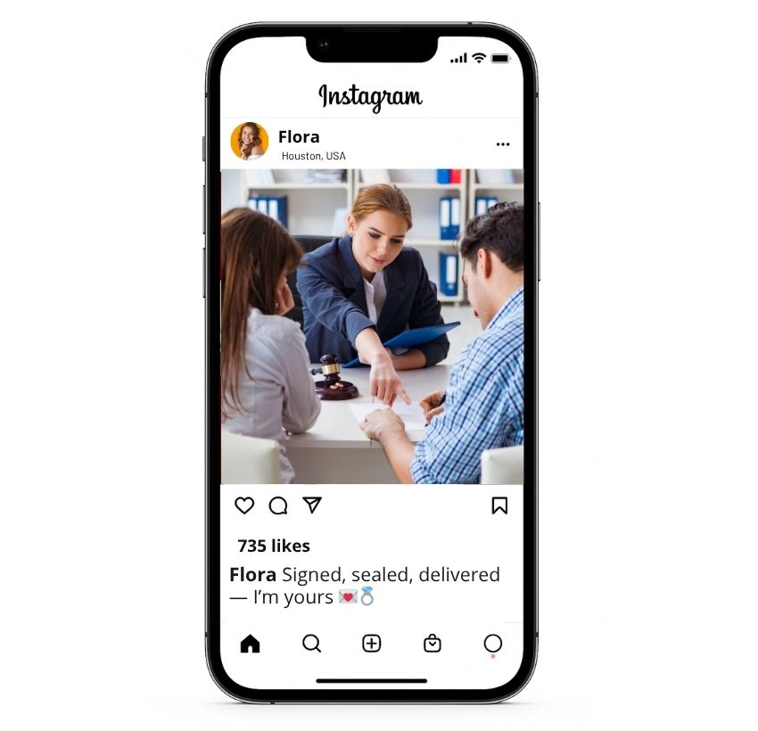 Didascalie per il matrimonio in tribunale per Instagram
