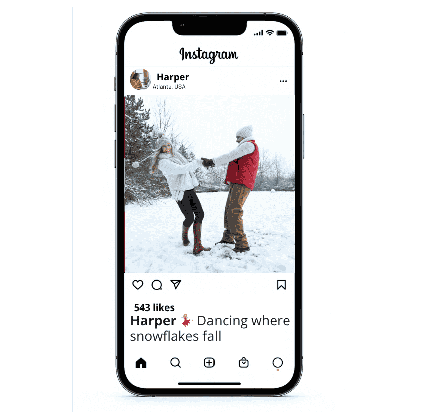Bailando en la nieve Subtítulos para Instagram