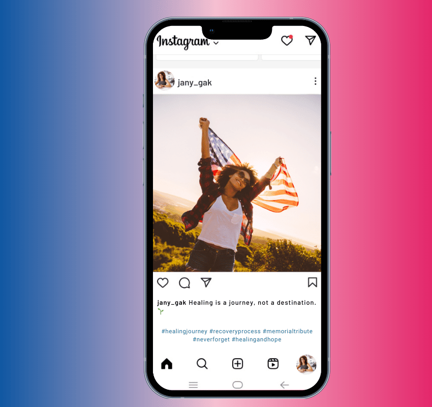 girly raising flag in air
