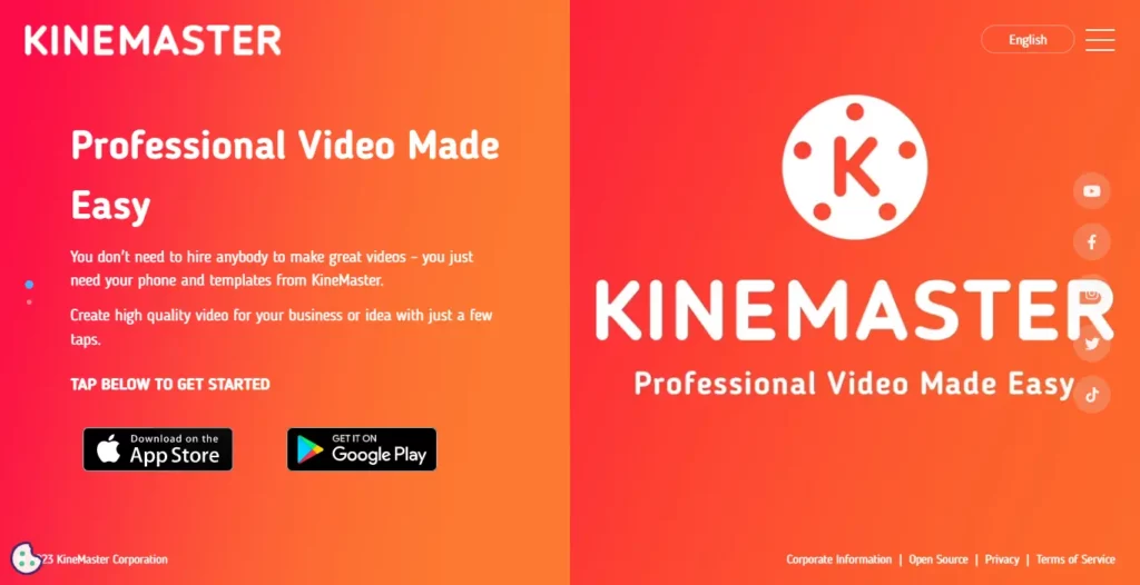 Page web de KineMaster