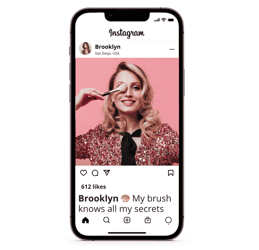 Didascalie dei pennelli per il trucco per Instagram
