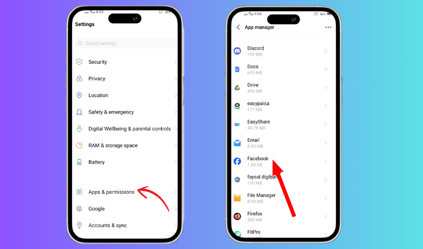 Abrir o aplicativo do Facebook a partir da guia de configuração