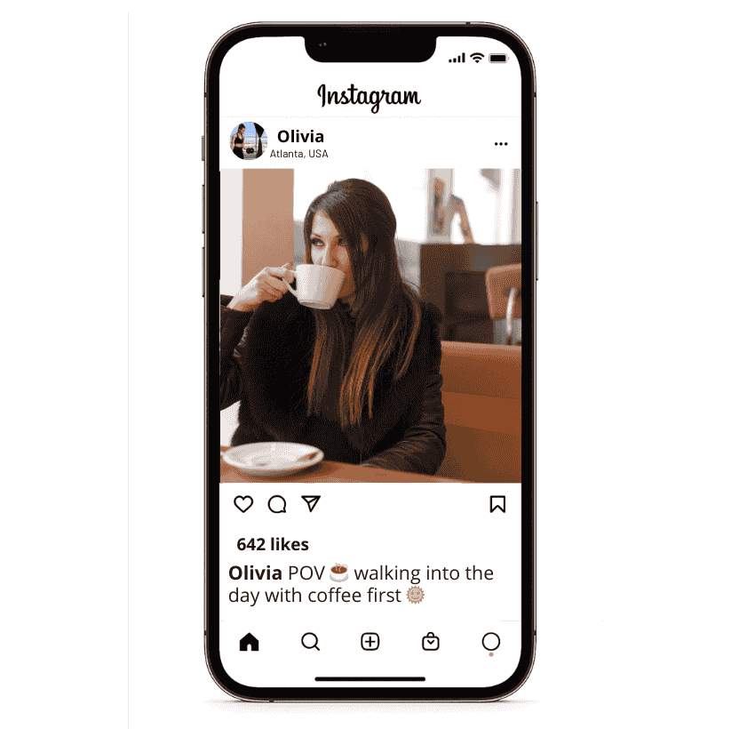 Didascalie del caffè POV per Instagram