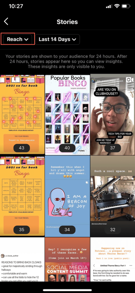 El "alcance" de las historias de Instagram"