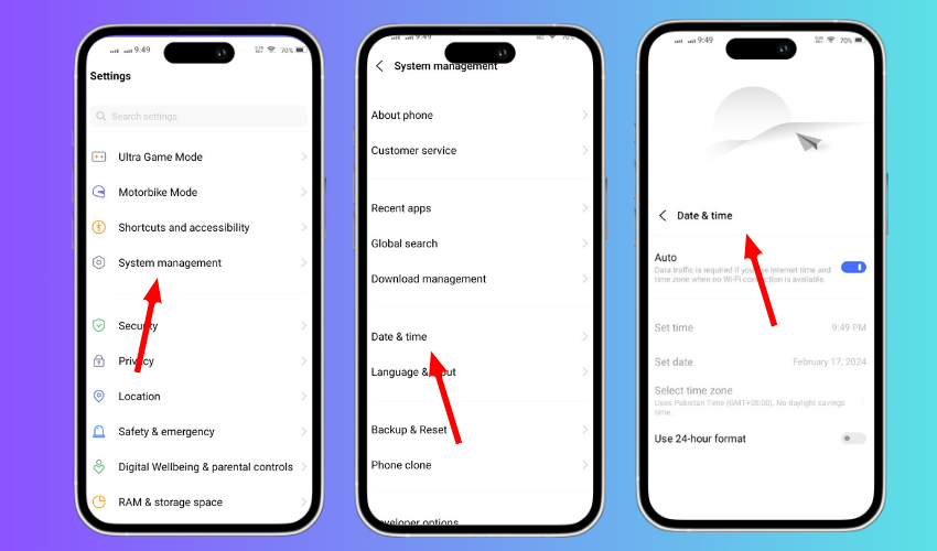 definição de data e hora do celular