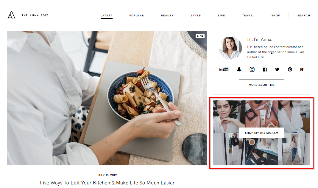 Work your Instagram feed directly into your website design.
