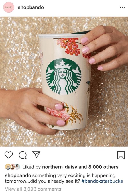 @starbucks linked up with ecommerce store @shopbando to create stunning cups complemented by the campaign-specific hashtag #bandoxstarbucks.