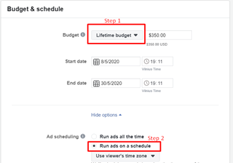 Setting Instagram Ads budget and schedule