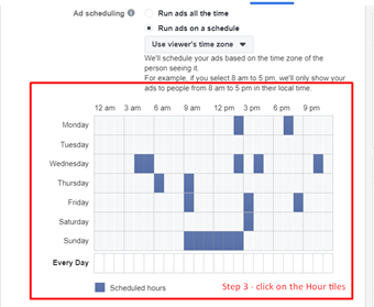 Selecting Fb ads schedule time