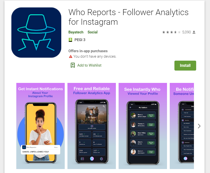 who reports app