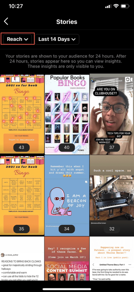 Instagram stories "reach"