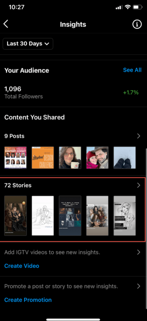 Instagram: Stories List