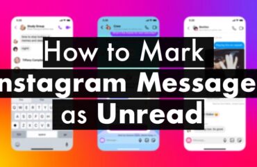 Tutorial on 'How to Mark Instagram Messages as Unread' displayed on a smartphone held in hand.
