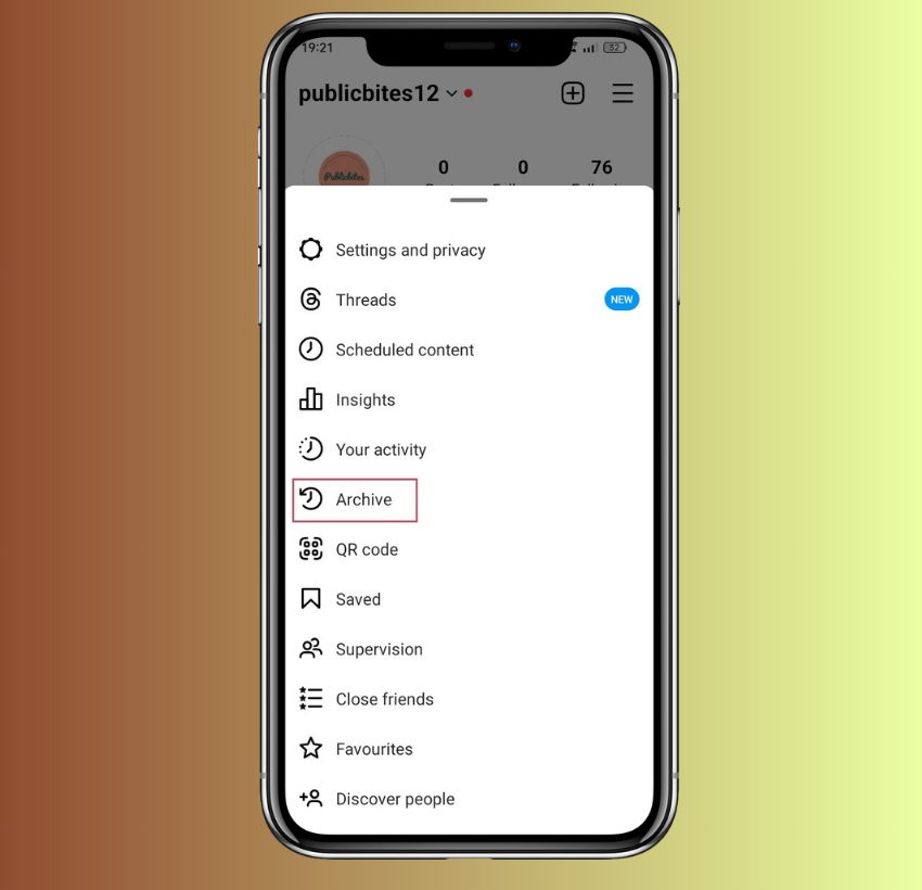 choose archive option