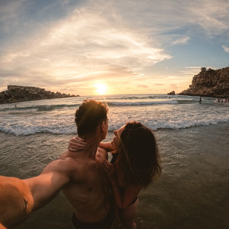 Romantic beach sunset at Malta